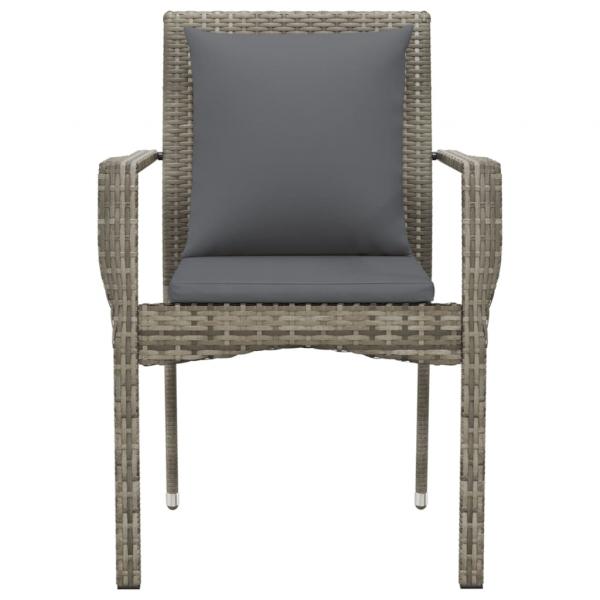 Gartenstühle mit Kissen 2 Stk. Poly Rattan Grau