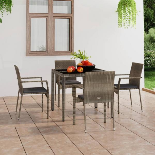 ARDEBO.de - Gartenstühle mit Kissen 4 Stk. Poly Rattan Grau