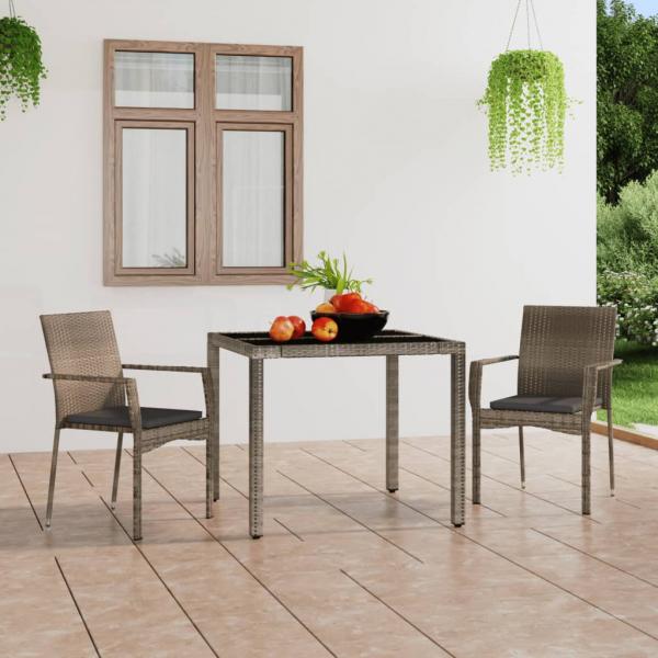 ARDEBO.de - Gartenstühle mit Kissen 2 Stk. Poly Rattan Grau