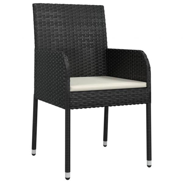 ARDEBO.de - Gartenstühle mit Kissen 2 Stk. Poly Rattan Schwarz