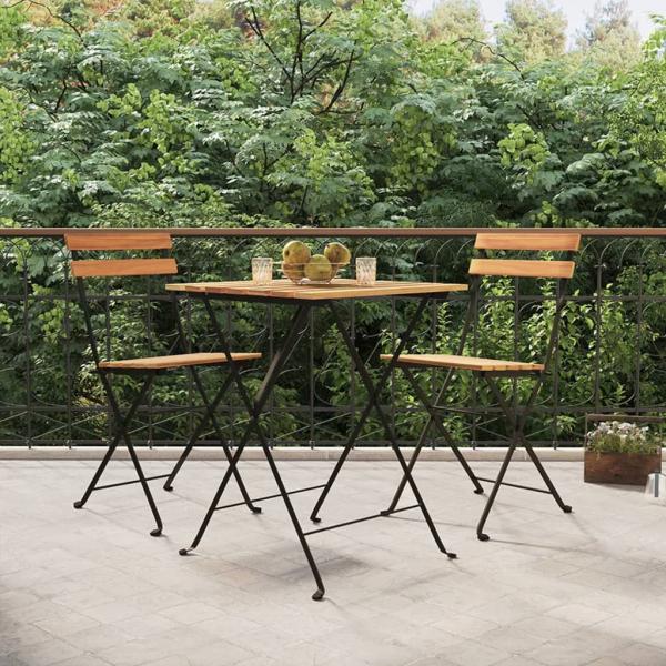 ARDEBO.de - 3-tlg. Bistro-Set Klappbar Massivholz Teak und Stahl