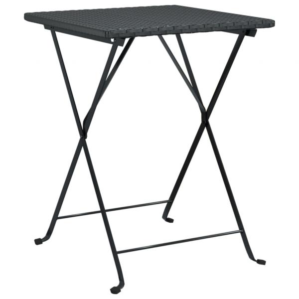 3-tlg. Bistro-Set Klappbar Schwarz Poly Rattan