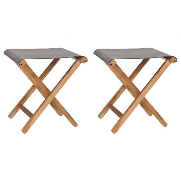 ARDEBO.de - Klappstühle 2 Stk. Teak Massivholz und Stoff Dunkelgrau