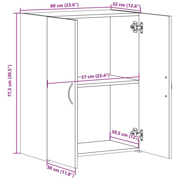 Aktenschrank Grau Sonoma 60x32x77,5 cm Holzwerkstoff