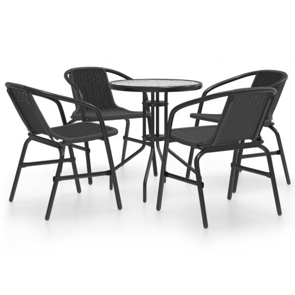 ARDEBO.de - 5-tlg. Garten-Essgruppe Schwarz