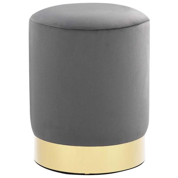 Hocker Dunkelgrau und Golden Samt 28 x 36 cm