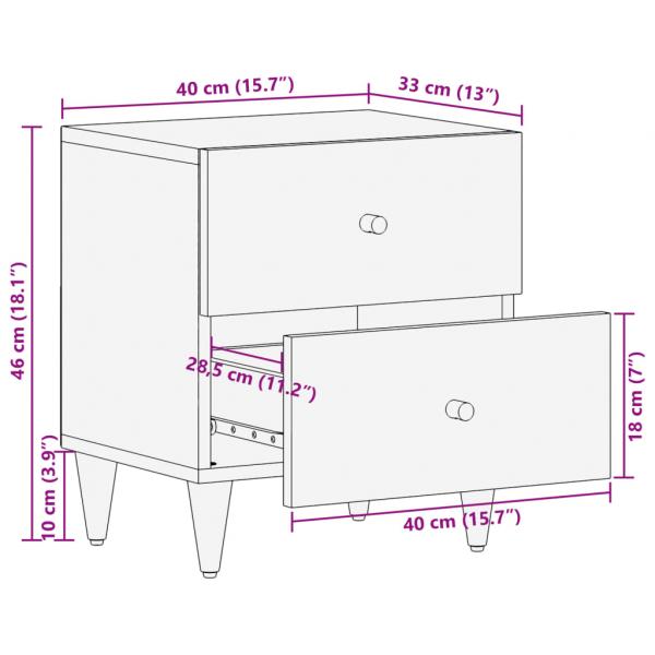 Nachttische 2 Stk. 40x33x46 cm Massivholz Mango