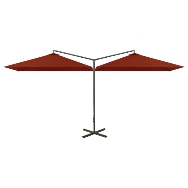 Doppel-Sonnenschirm mit Stahlmast Terracotta-Rot 600x300 cm