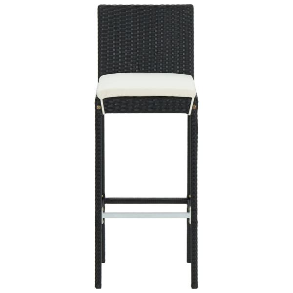 Garten-Barhocker mit Kissen 4 Stk. Schwarz Poly Rattan