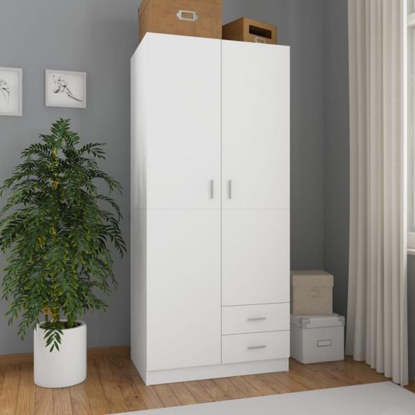 ARDEBO.de - Kleiderschrank Weiß 80x52x180 cm Holzwerkstoff