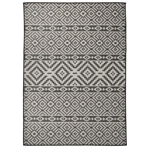ARDEBO.de - Outdoor-Teppich Flachgewebe 200x280 cm Schwarz Gestreift