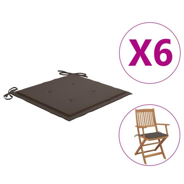 Gartenstuhl-Kissen 6 Stk. Taupe 40x40x3 cm Oxford-Gewebe