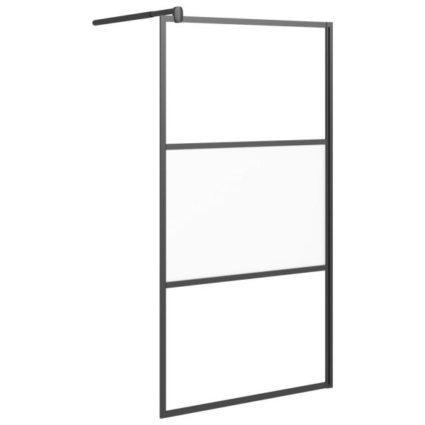Duschwand für Walk-In Dusche 100x195cm ESG Halbmattiert Schwarz