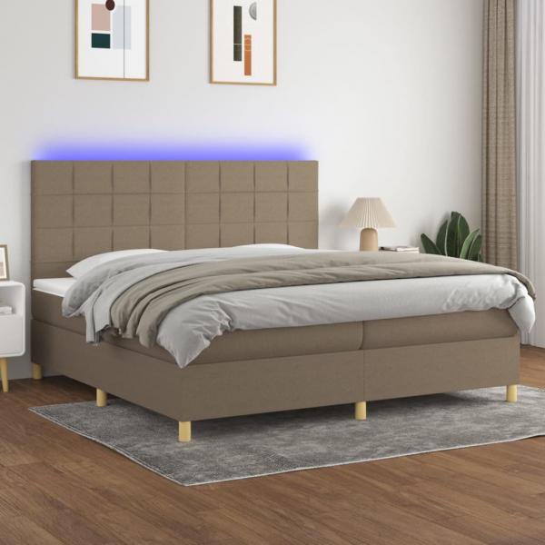 ARDEBO.de - Boxspringbett mit Matratze & LED Taupe 200x200 cm Stoff