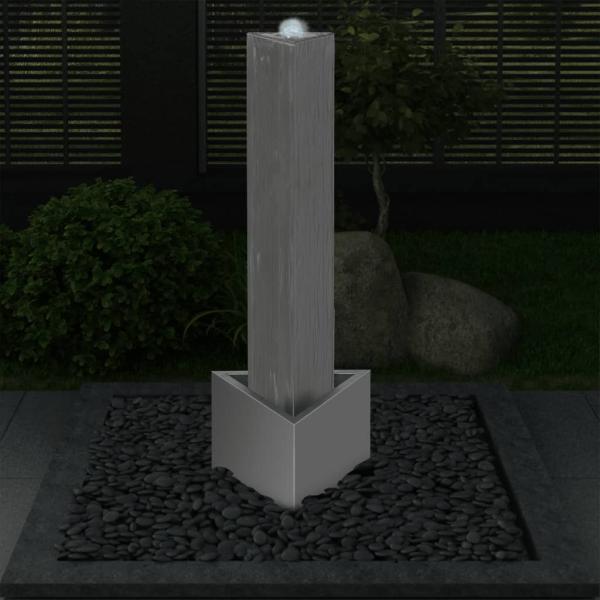 Gartenbrunnen Silbern 37,7x32,6x110 cm Edelstahl