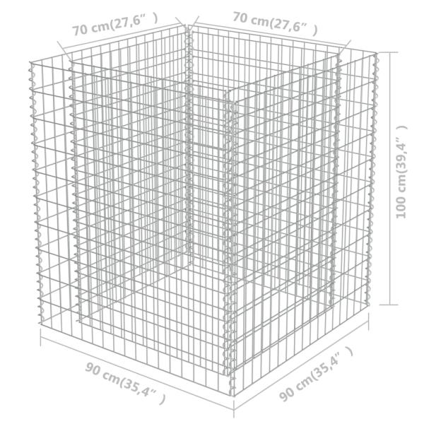 Gabionen-Hochbeet Verzinkter Stahl 90×90×100 cm