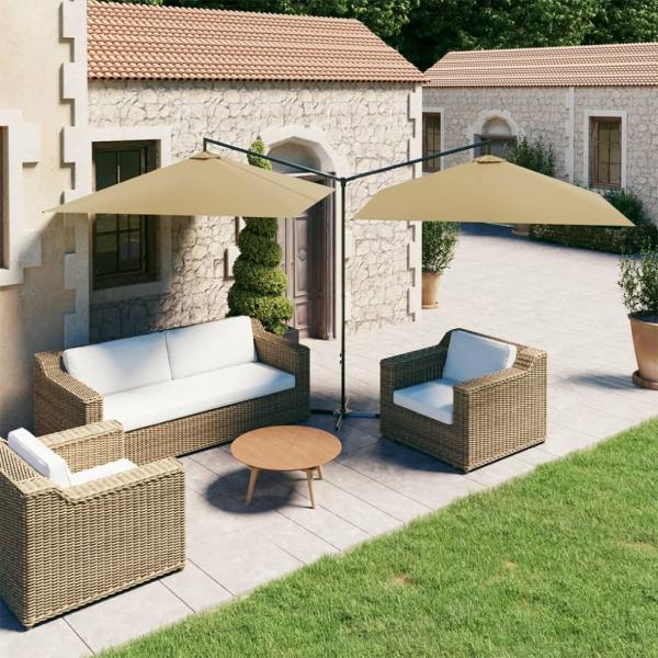 ARDEBO.de - Doppel-Sonnenschirm mit Stahlmast Taupe 600x300 cm