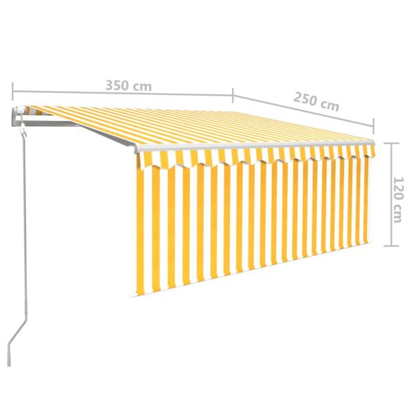 Markise Automatisch Einziehbar mit Volant 3,5x2,5 m Gelb & Weiß  