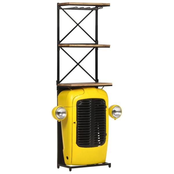 ARDEBO.de - Traktor-Weinschrank Gelb 49x31x172 cm Mango Massivholz