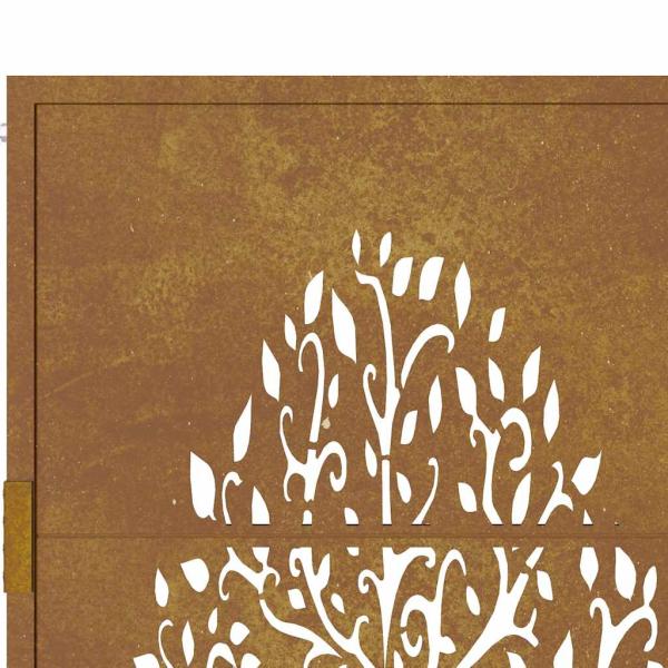 Gartentor 105x105 cm Cortenstahl Baum-Design