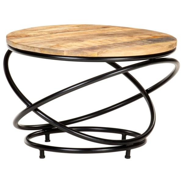 Couchtisch Schwarz 60x60x40 cm Raues Mango-Massivholz