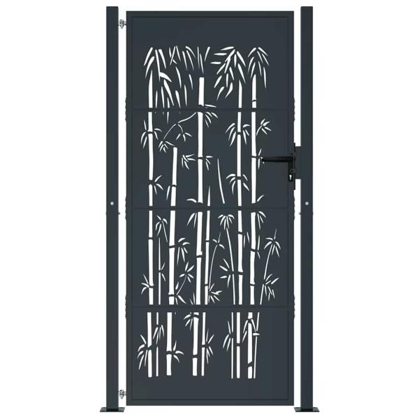 Gartentor Anthrazit 105x180 cm Stahl Bambus-Design