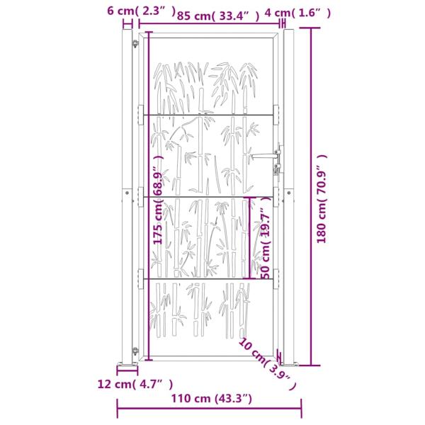 Gartentor Anthrazit 105x180 cm Stahl Bambus-Design