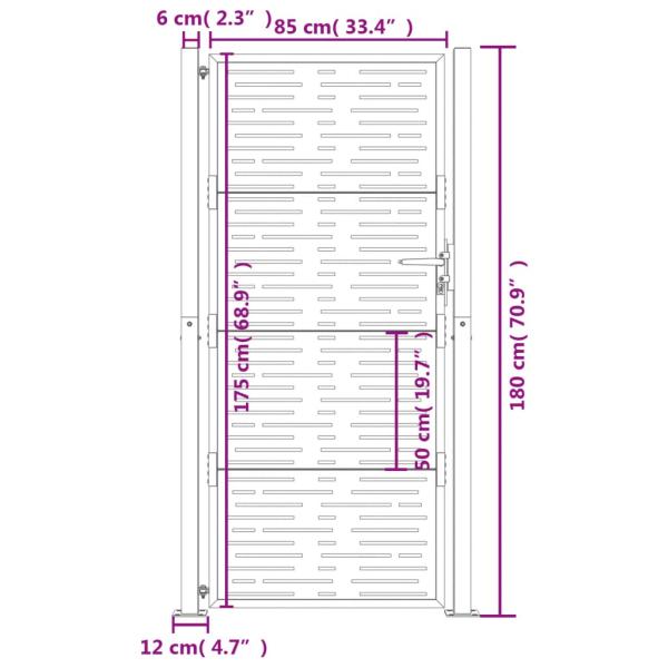 Gartentor Anthrazit 100x175 cm Stahl Quadratisches Design