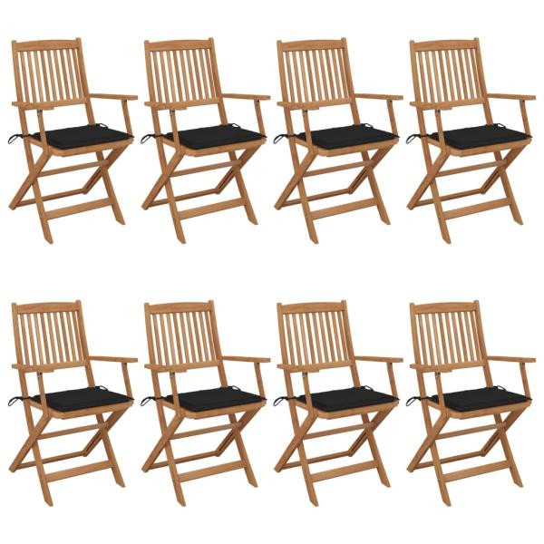 ARDEBO.de - Klappbare Gartenstühle 8 Stk. mit Kissen Massivholz Akazie