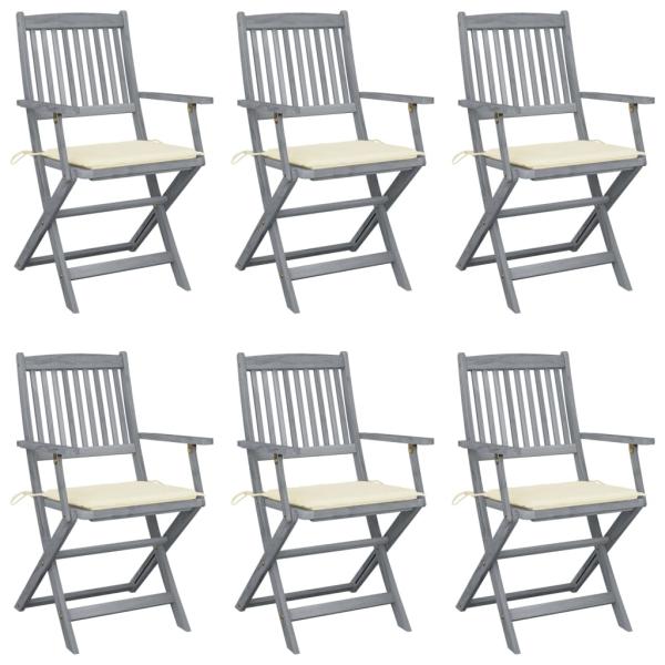 ARDEBO.de - Klappbare Gartenstühle 6 Stk. mit Sitzkissen Massivholz Akazie