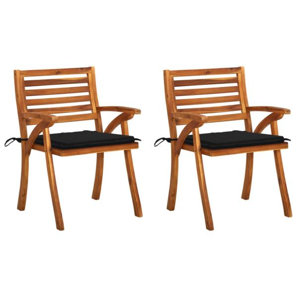 ARDEBO.de - Garten-Essstühle mit Kissen 2 Stk. Massivholz Akazie 