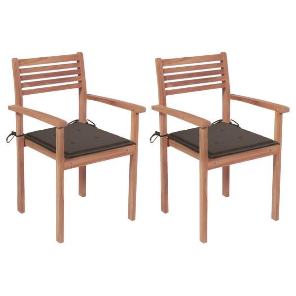 ARDEBO.de - Gartenstühle 2 Stk. mit Taupe Kissen Massivholz Teak
