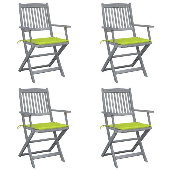 ARDEBO.de - Klappbare Gartenstühle 4 Stk. mit Sitzkissen Massivholz Akazie