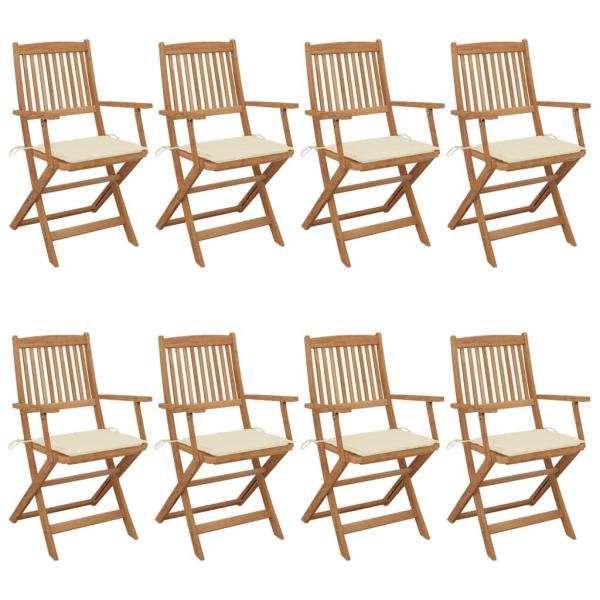 ARDEBO.de - Klappbare Gartenstühle 8 Stk. mit Kissen Massivholz Akazie