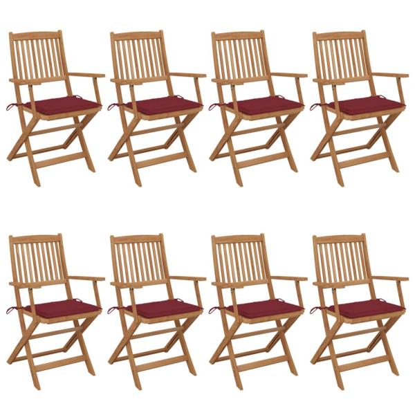 ARDEBO.de - Klappbare Gartenstühle 8 Stk. mit Kissen Massivholz Akazie