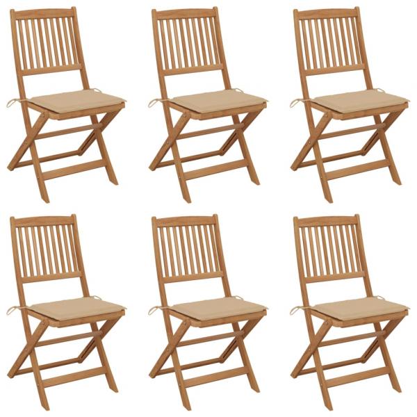 ARDEBO.de - Klappbare Gartenstühle 6 Stk. mit Kissen Massivholz Akazie