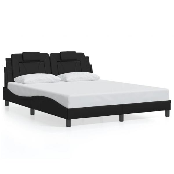 ARDEBO.de - Bettgestell mit LED Schwarz 160x200 cm Kunstleder