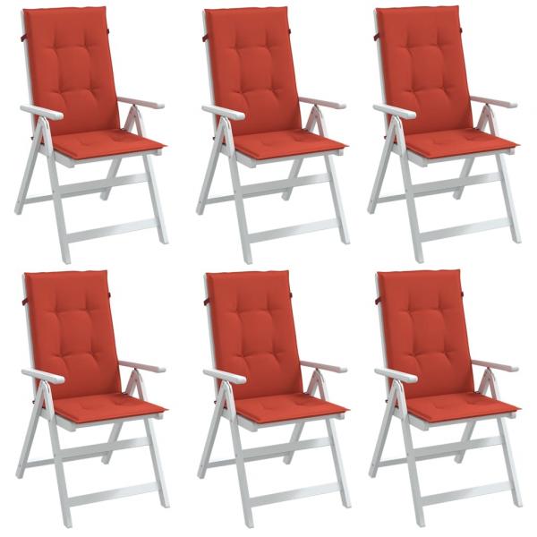 ARDEBO.de - Hochlehner-Auflagen 6 Stk. Melange Rot 120x50x4 cm Stoff