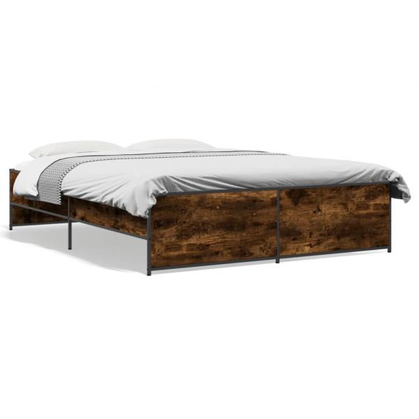 ARDEBO.de - Bettgestell Räuchereiche 160x200 cm Holzwerkstoff und Metall