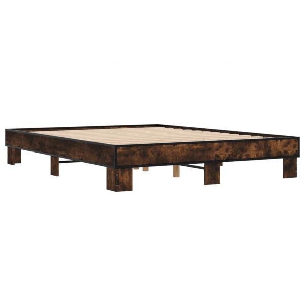 Bettgestell Räuchereiche 150x200 cm Holzwerkstoff und Metall