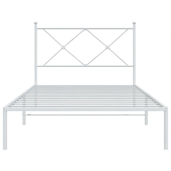 Bettgestell mit Kopfteil Metall Weiß 100x200 cm