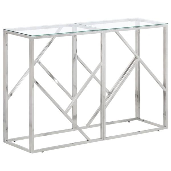 ARDEBO.de - Konsolentisch Silbern Edelstahl und Hartglas
