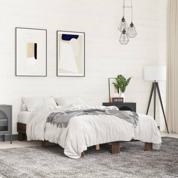 ARDEBO.de - Bettgestell Braun Eichen-Optik 120x200 cm Holzwerkstoff Metall