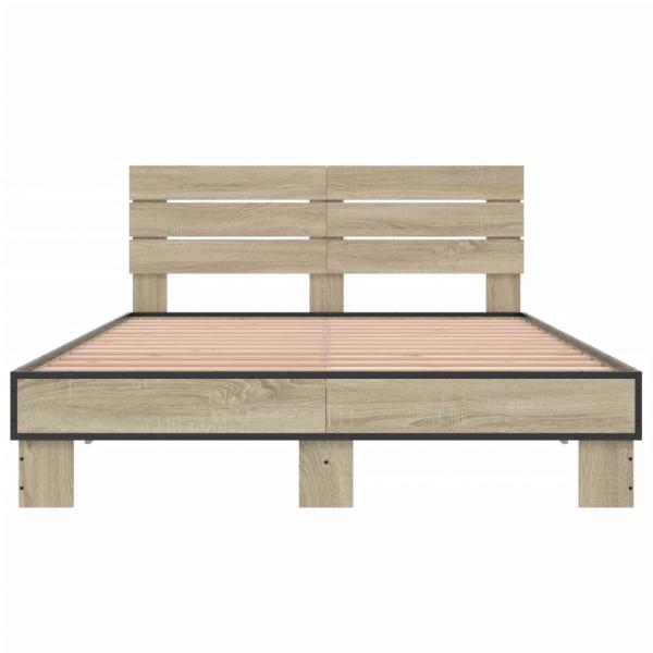 Bettgestell Sonoma-Eiche 120x200 cm Holzwerkstoff und Metall