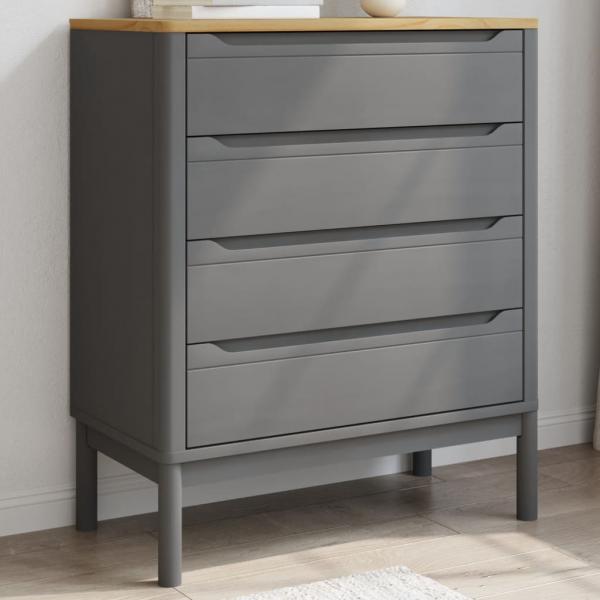 ARDEBO.de - Kommode FLORO Grau Massivholz Kiefer