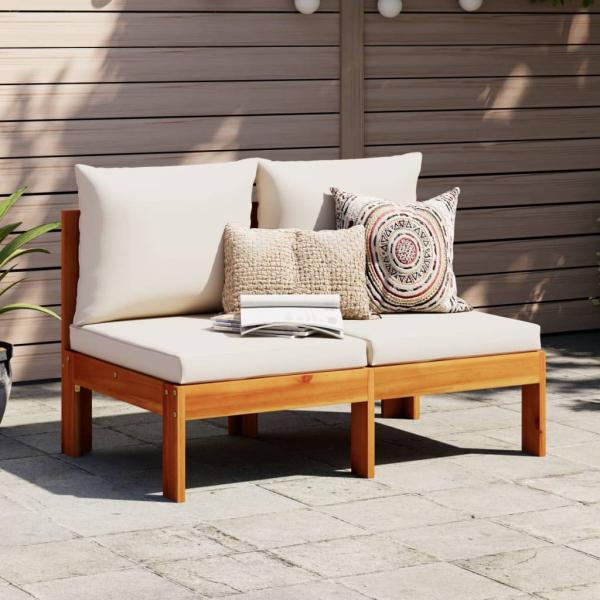 ARDEBO.de - Gartensofa ohne Armlehnen mit Kissen 2-Sitzer Massivholz Akazie