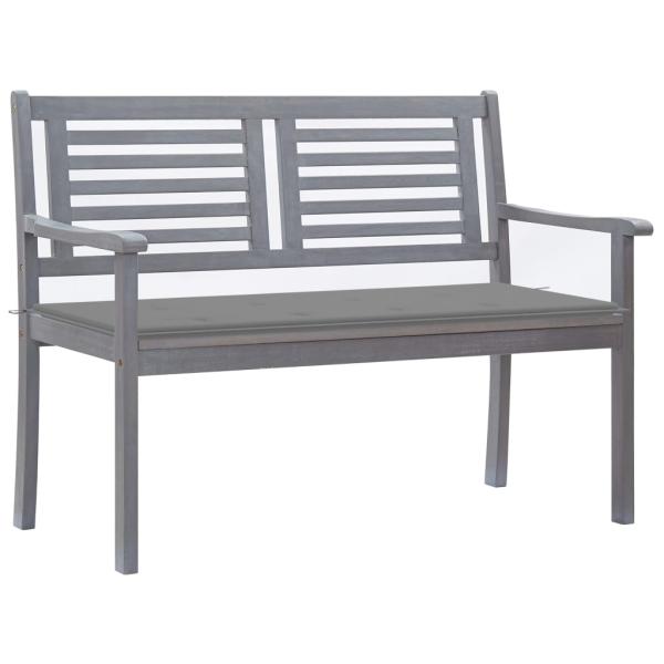 ARDEBO.de - 2-Sitzer-Gartenbank mit Auflage 120 cm Grau Eukalyptusholz