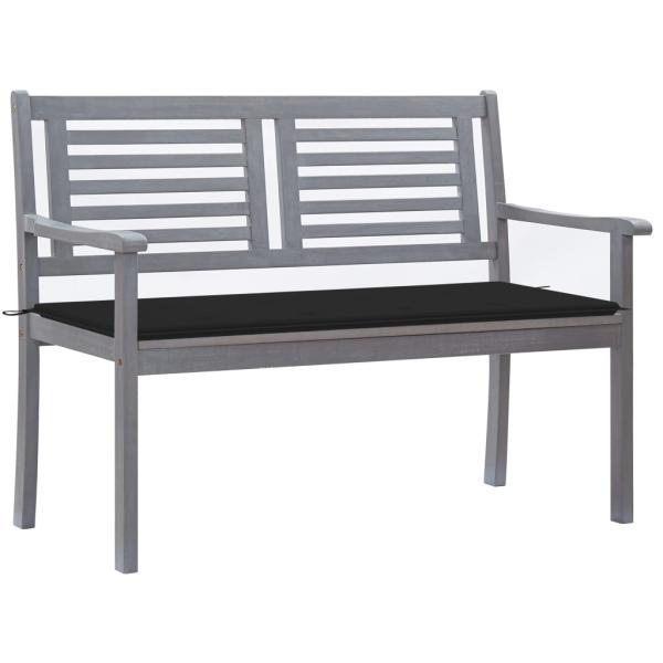 ARDEBO.de - 2-Sitzer-Gartenbank mit Auflage 120 cm Grau Eukalyptusholz