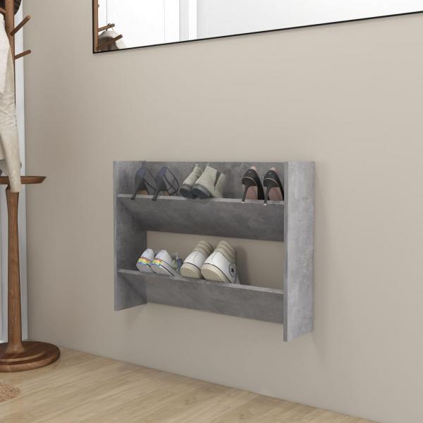 ARDEBO.de - Wand-Schuhschrank Betongrau 80x18x60 cm Holzwerkstoff