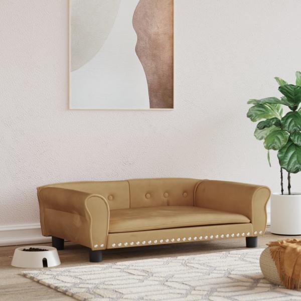 ARDEBO.de - Hundebett Braun 95x55x30 cm Samt